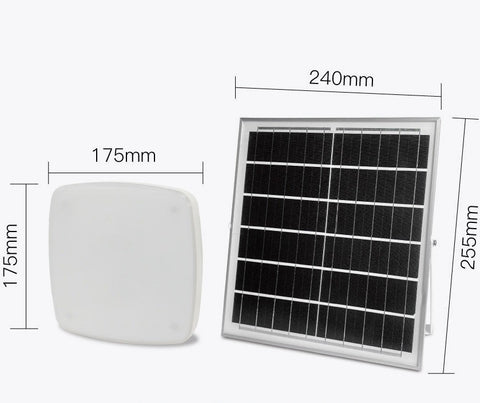 Luz de techo solar, luz blanca 6000K, control de luz/control remoto/sensor de radar, cable de extensión de 5m