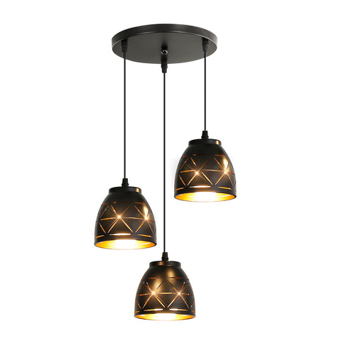 3 Lámparas Colgantes Retro, Lámpara De Araña Tallada Hueca Industrial, Lámpara De Techo De Metal Vintage E27, Iluminación para Sala De Estar Cocina Pasillo Restaurante Loft Café Bar