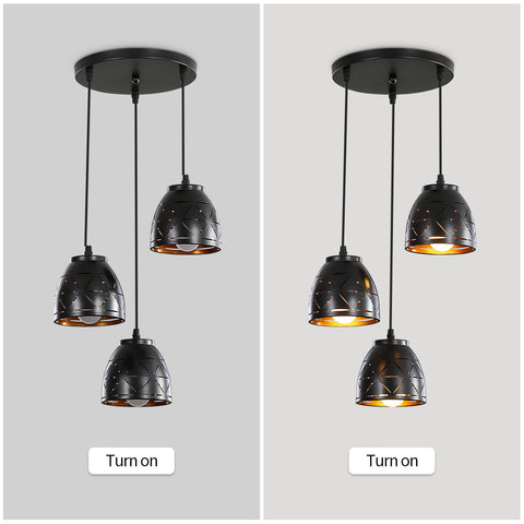 3 Lámparas Colgantes Retro, Lámpara De Araña Tallada Hueca Industrial, Lámpara De Techo De Metal Vintage E27, Iluminación para Sala De Estar Cocina Pasillo Restaurante Loft Café Bar