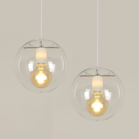 Goeco E27 Lámpara Colgante De Bola De Vidrio Lámpara Colgante De Vidrio Transparente Portalámparas Negro, Vidrio, 20cm