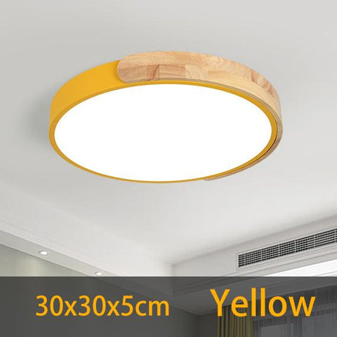 Lámpara de Techo LED, Lámpara de Techo de Madera Moderna de 24 W Redonda Blanco Frío 6000 K Ø30 * 5 CM Dormitorio, Cocina, Sala de Estar, Balcón y Pasillo